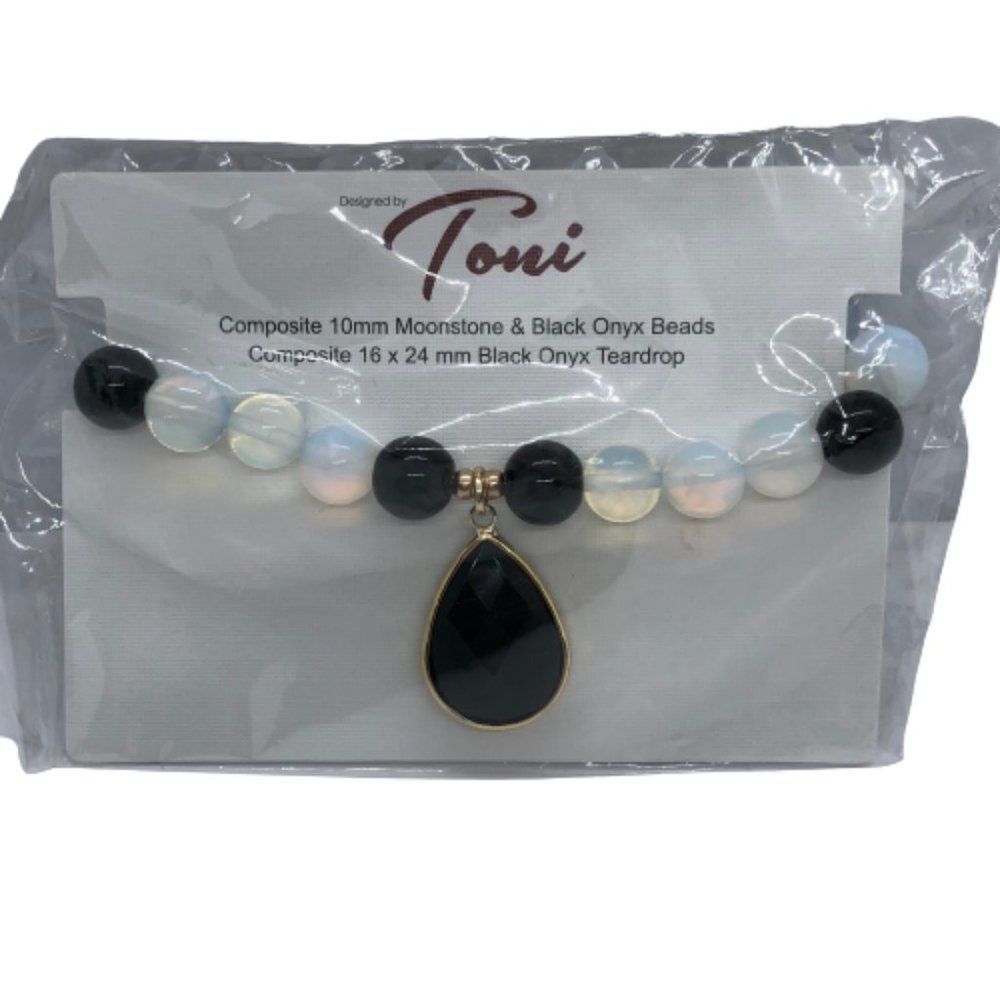 Toni Moonstone& Black Onyx Beaded 7